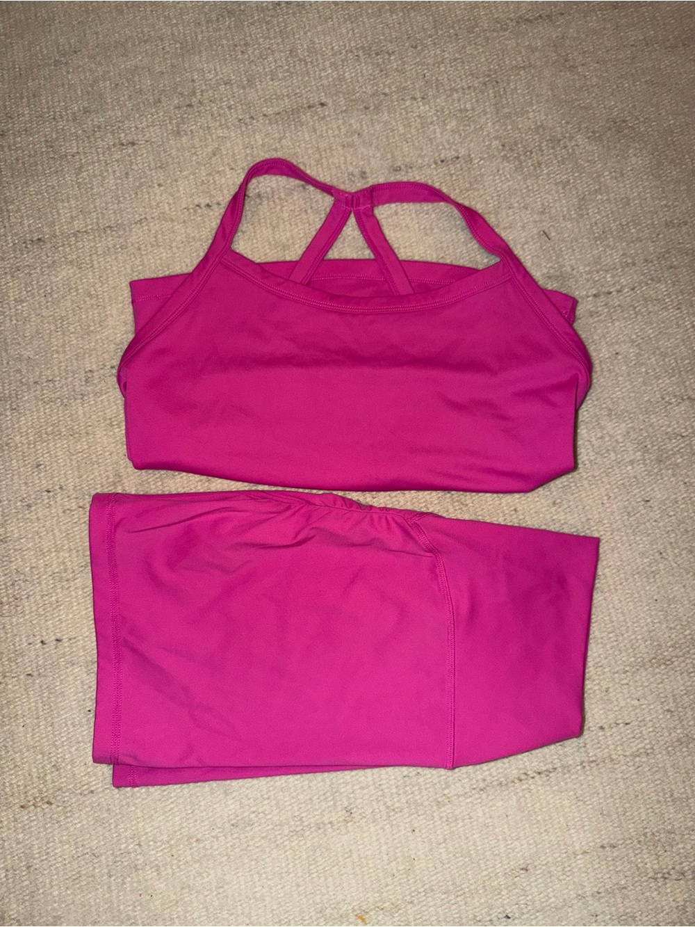 Amazon Women's Magenta Strappy Sports Bra and Matching Leggings